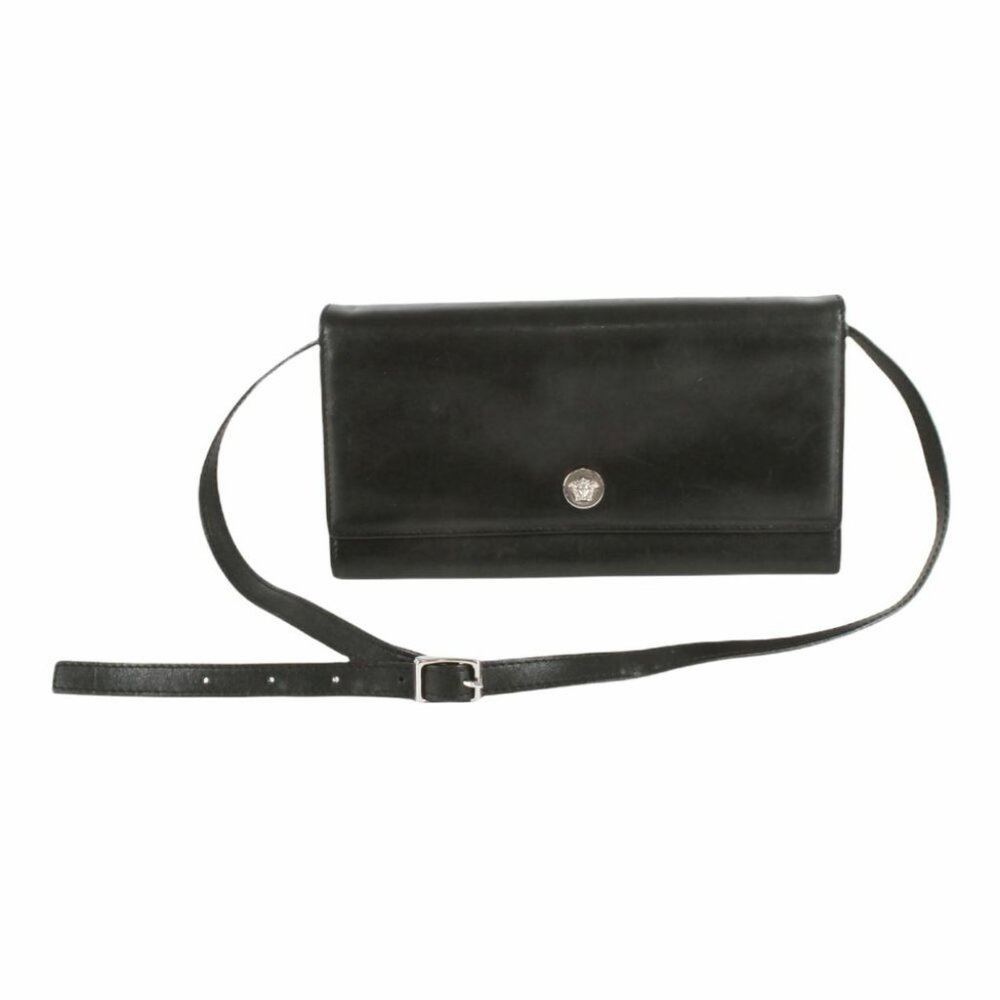 Gianni Versace black leather clutch bag